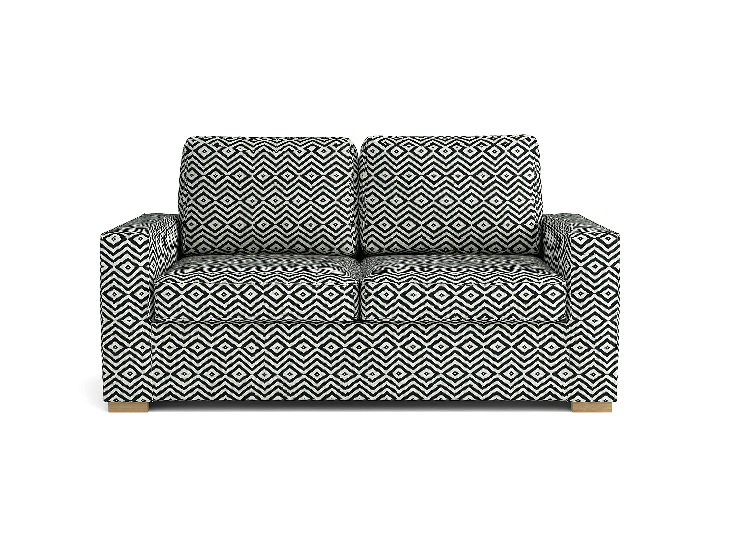 MONDIAL TISSUS - Canapé 2 places Barcelone - 164 x 90 x 85 cm - Blanc et noir