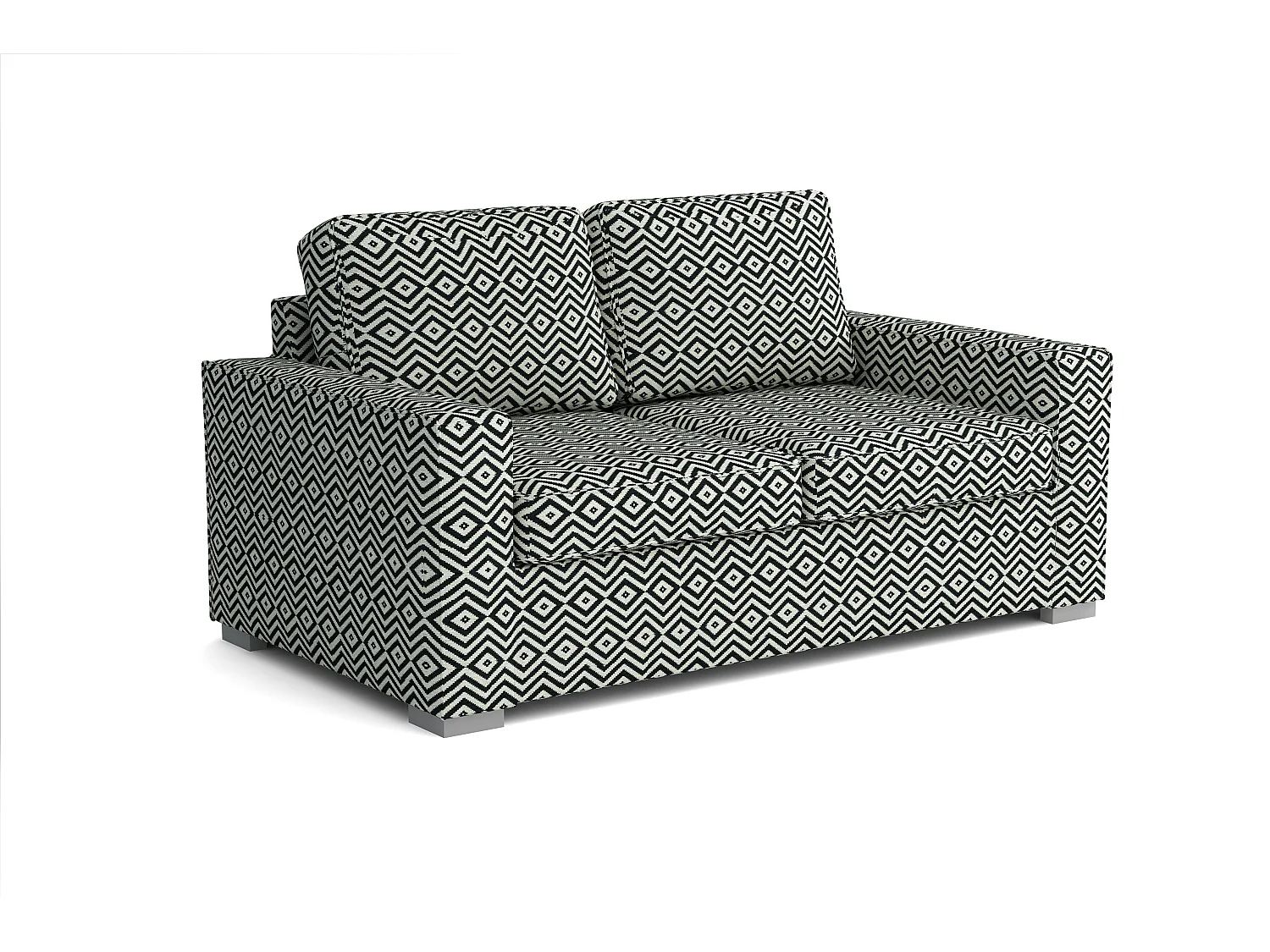 MONDIAL TISSUS - Canapé 2 places Barcelone - 164 x 90 x 85 cm - Blanc et noir