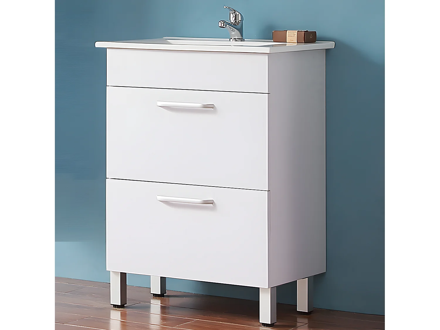 Ensemble meuble blanc et vasque 60cm meubles de salle de bain meuble sur pieds Aica