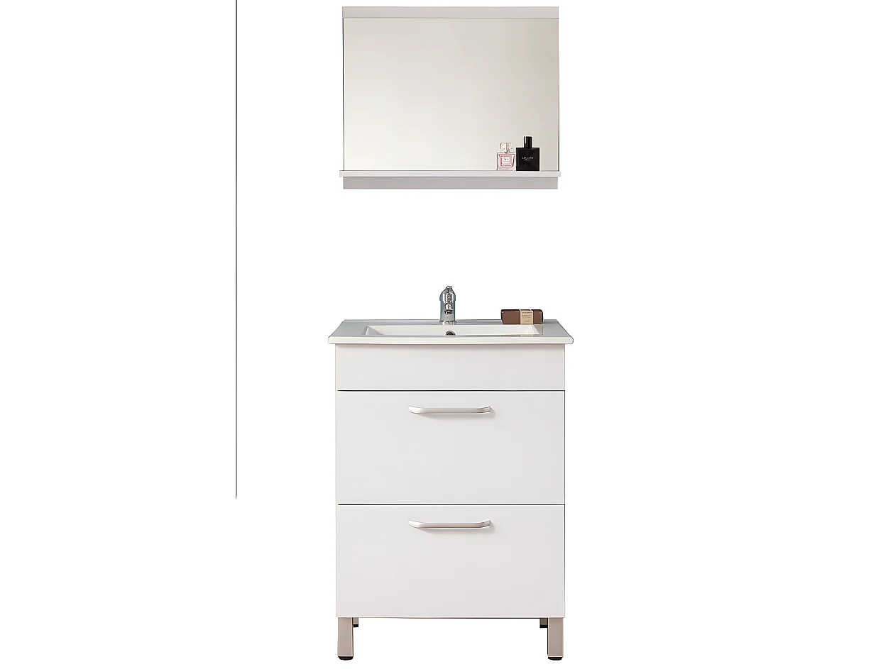 Ensemble meuble blanc et vasque 60cm meubles de salle de bain meuble sur pieds Aica