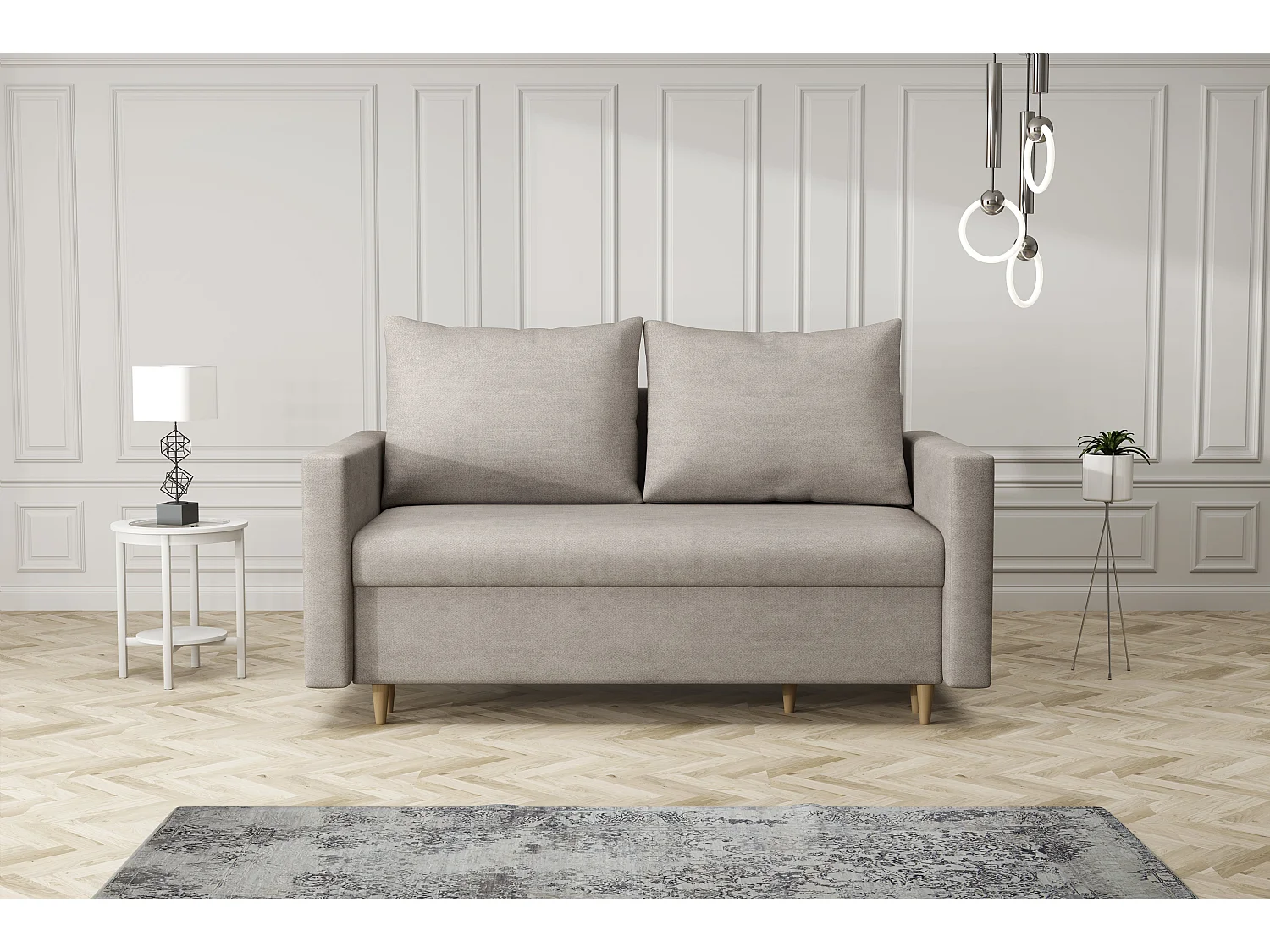 MONDIAL TISSUS - Canapé 2 places fixe - 155 x 90 x 98 cm - Gris clair