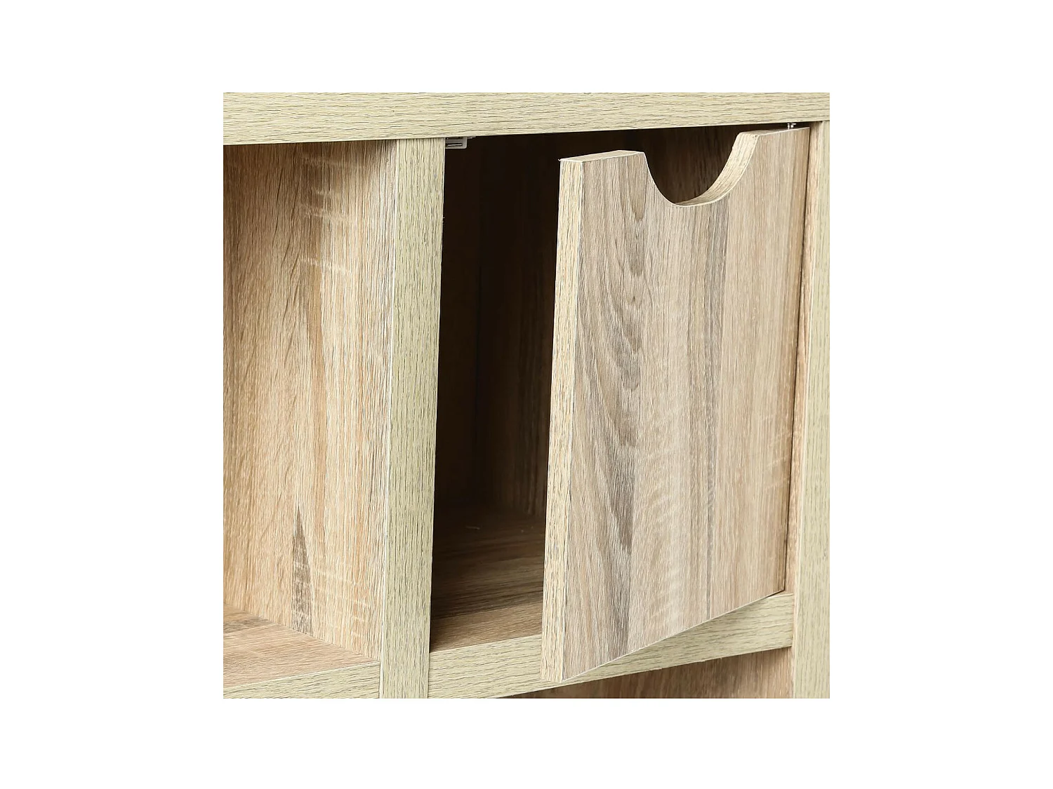 Meuble de rangement 6 cases et 3 portes effet chêne naturel H 95 cm