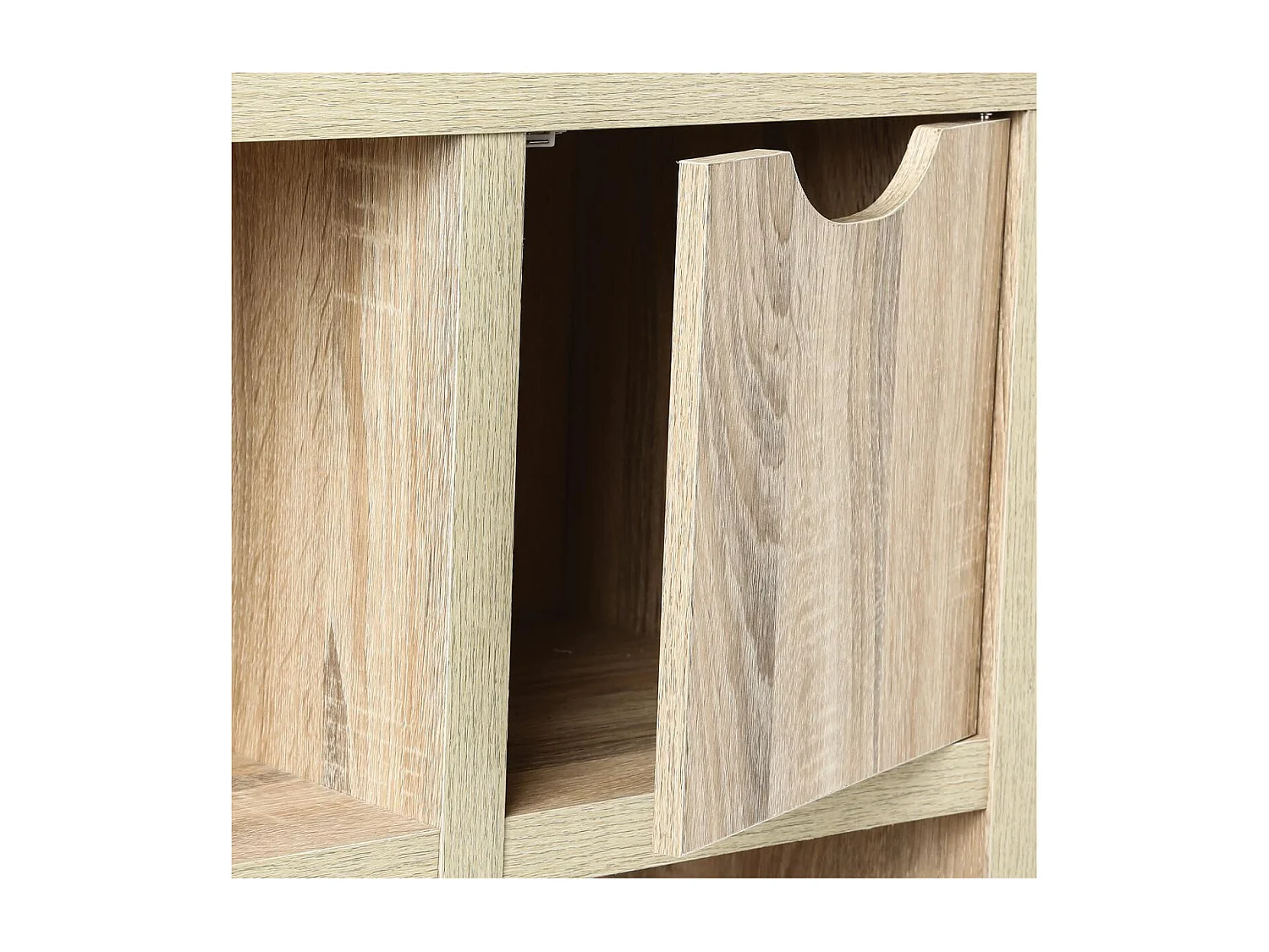 Meuble de rangement 6 cases et 3 portes effet chêne naturel H 95 cm