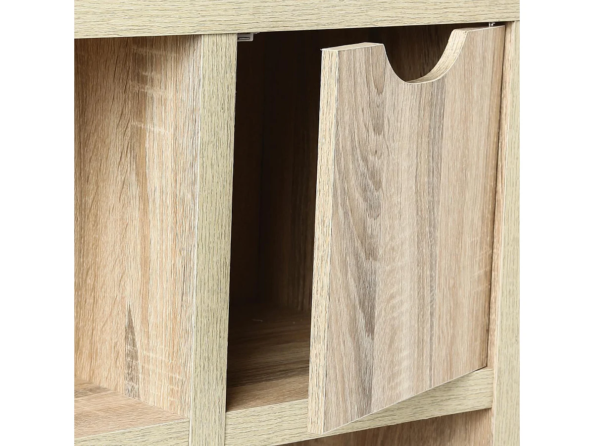 Meuble de rangement 6 cases et 3 portes effet chêne naturel H 95 cm