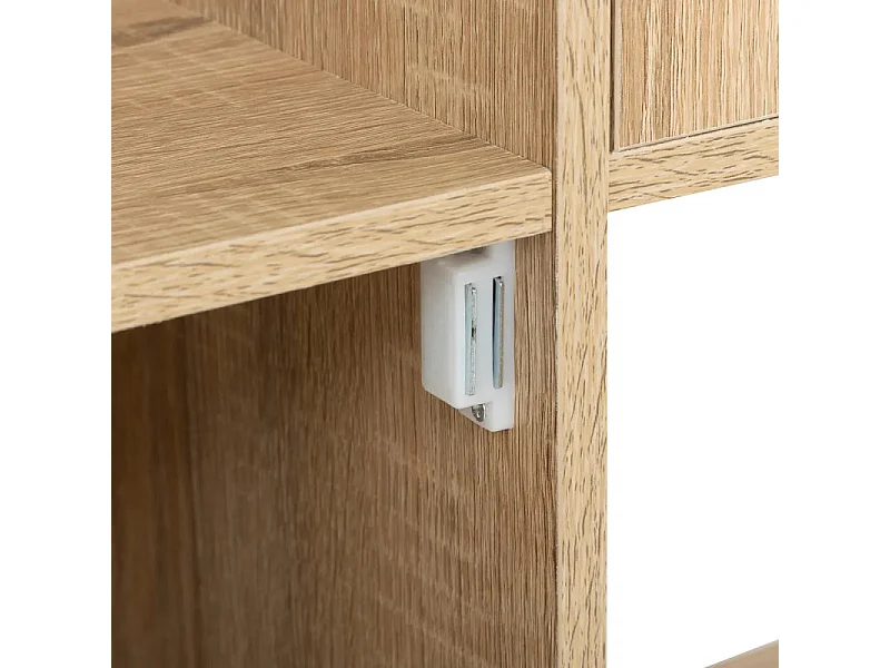 Meuble de rangement 6 cases et 3 portes effet chêne naturel H 95 cm