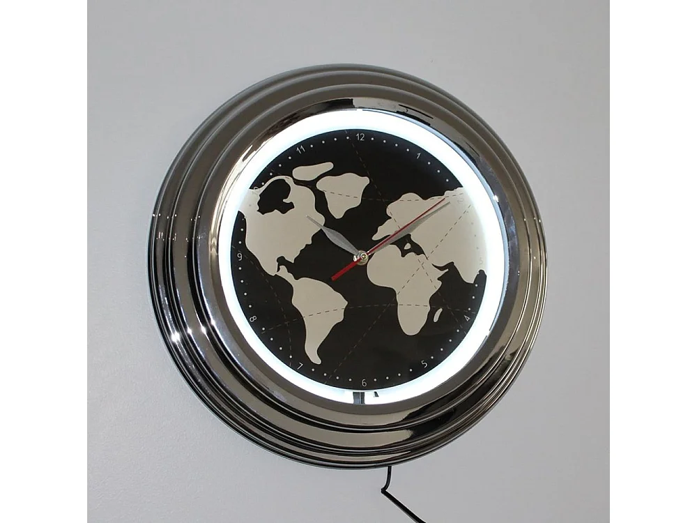 Horloge Neon Mappemonde 38 cm