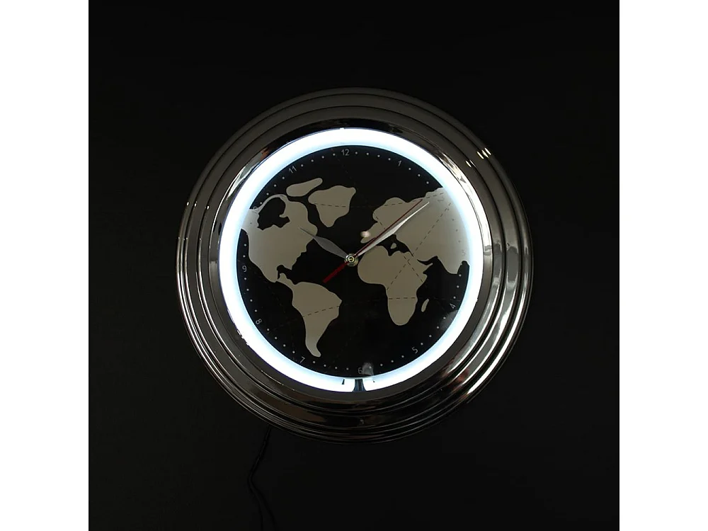 Horloge Neon Mappemonde 38 cm