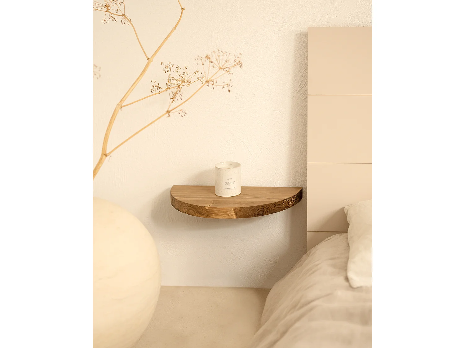 Mesita de noche de pared de madera de abeto Decowood en color roble oscuro de 40x3,2cm - TOKYO - DECOWOOD