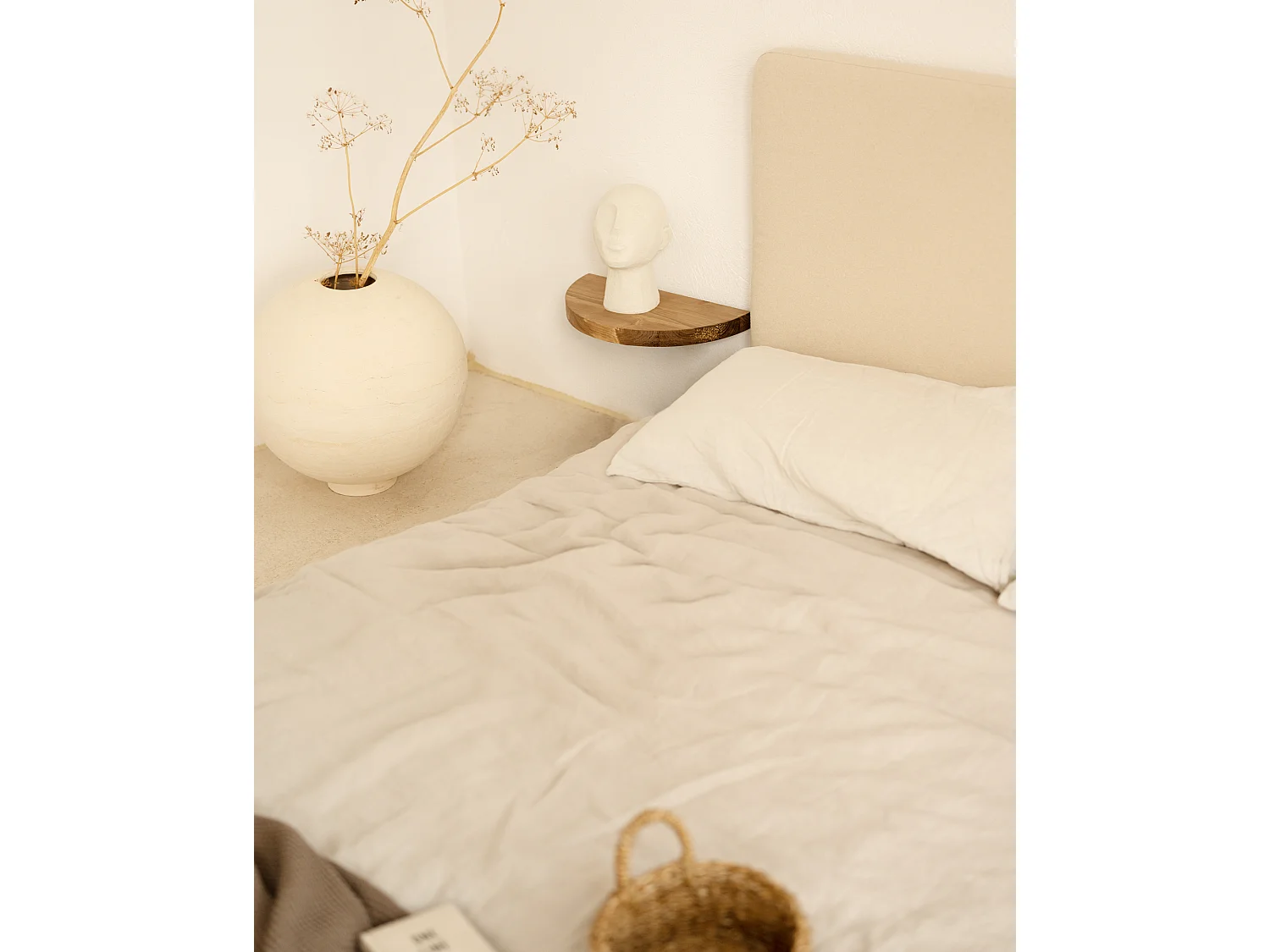 Mesita de noche de pared de madera de abeto Decowood en color roble oscuro de 40x3,2cm - TOKYO - DECOWOOD