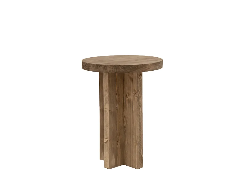 Mesita de noche redonda de madera de abeto Decowood en color natural de 45x35cm - TOKYO - DECOWOOD