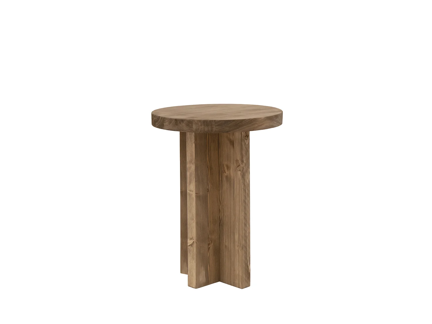 Mesita de noche redonda de madera de abeto Decowood en color natural de 45x35cm - TOKYO - DECOWOOD