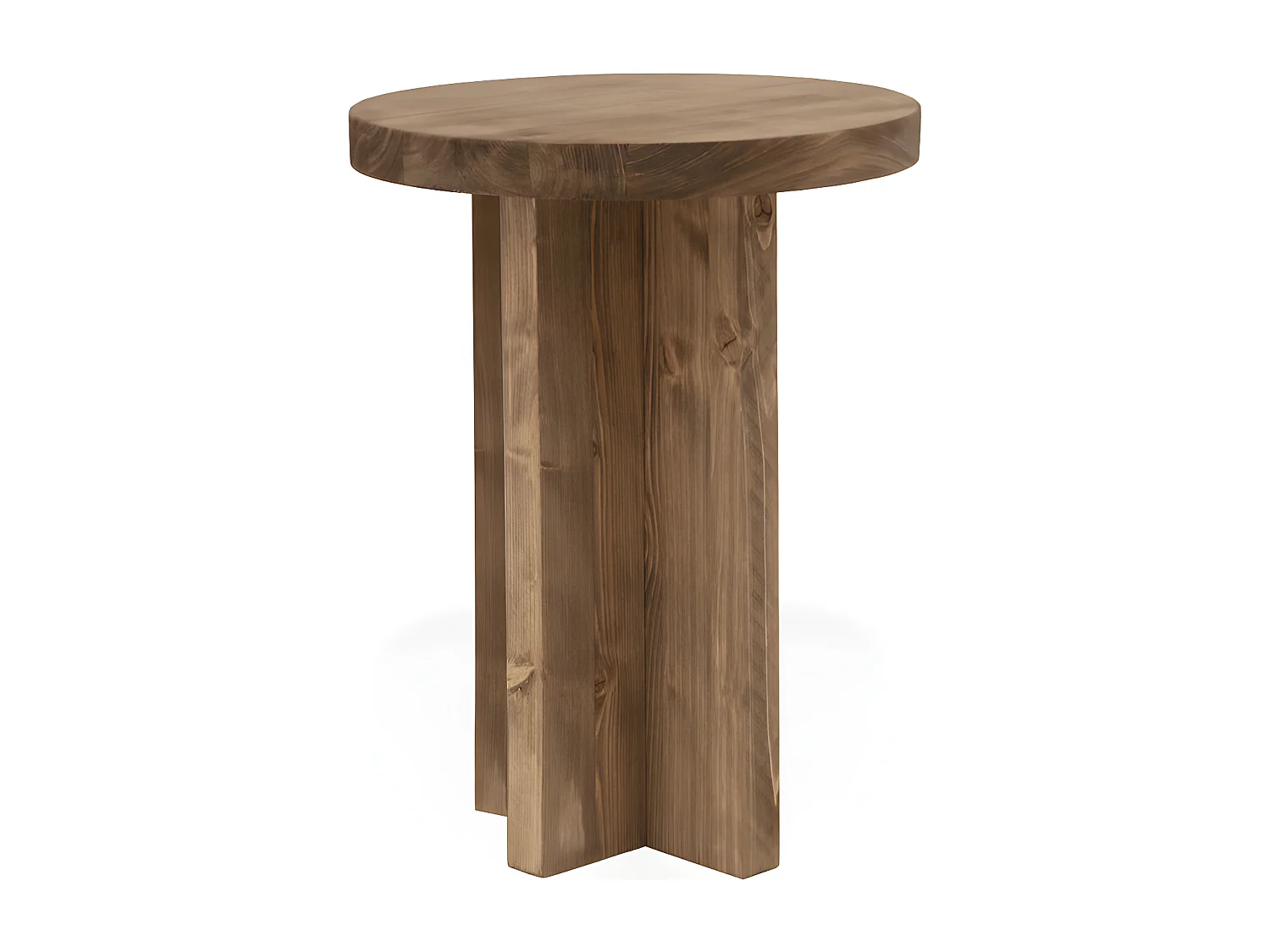 Mesita de noche redonda de madera de abeto Decowood en color natural de 45x35cm - TOKYO - DECOWOOD