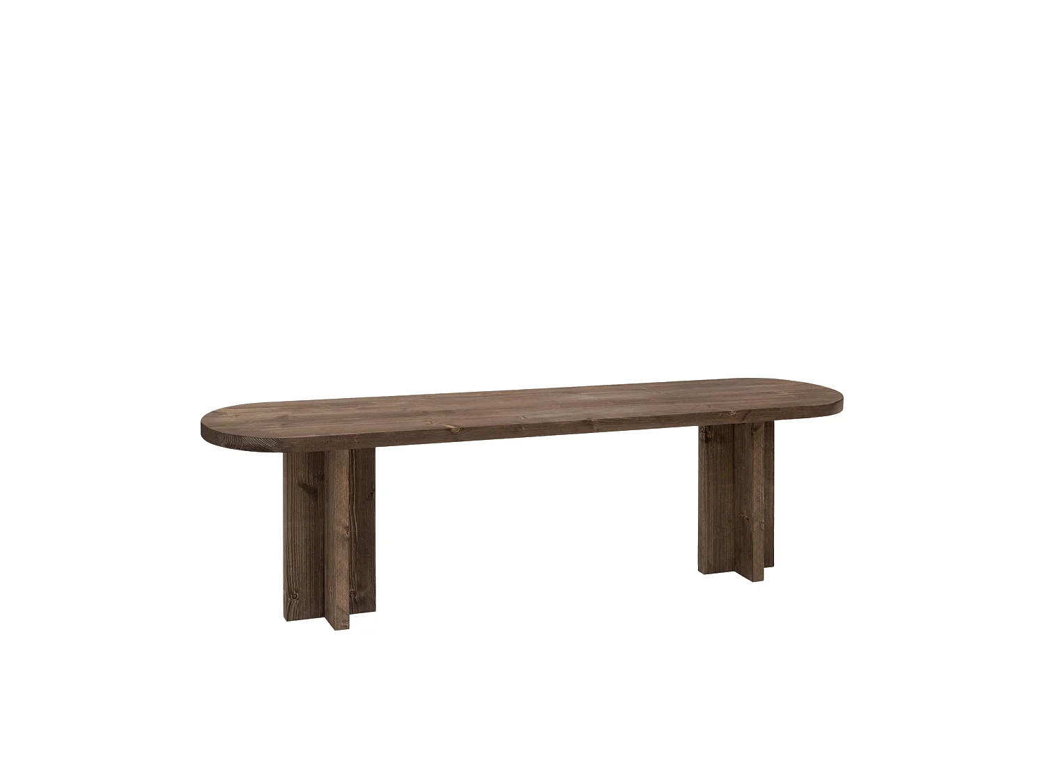 Banco de madera de abeto ovalado Decowood para interiores en color nogal de 140x45cm - TOKYO - DECOWOOD