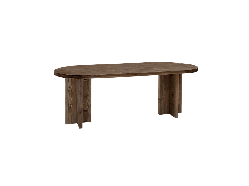 Table à manger ovale en bois de sapin marron 180x75cm - TOKYO - DECOWOOD