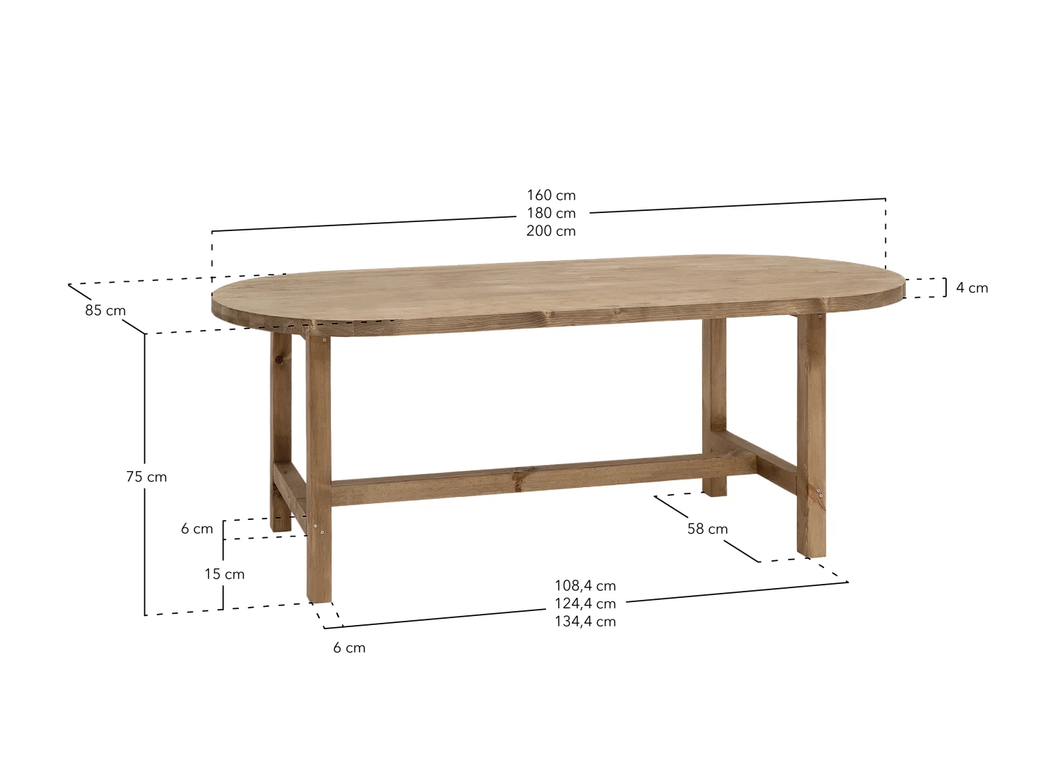 Table de salle à manger en bois de sapin marron 160x75cm - OLIVIA - DECOWOOD