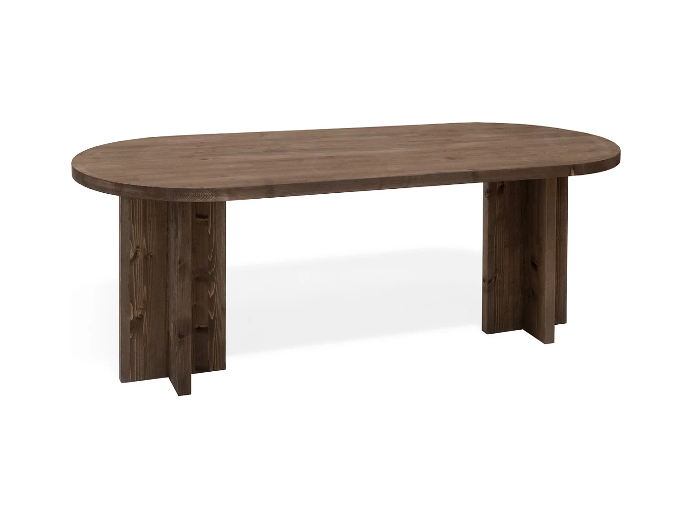 Mesa de comedor de madera maciza de abeto ovalada Decowood en tono nogal de 200x85cm - TOKYO - DECOWOOD