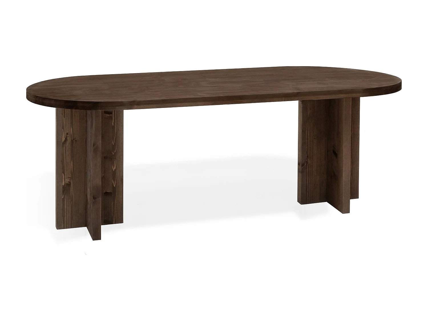Mesa de comedor de madera maciza de abeto ovalada Decowood en tono nogal de 200x85cm - TOKYO - DECOWOOD