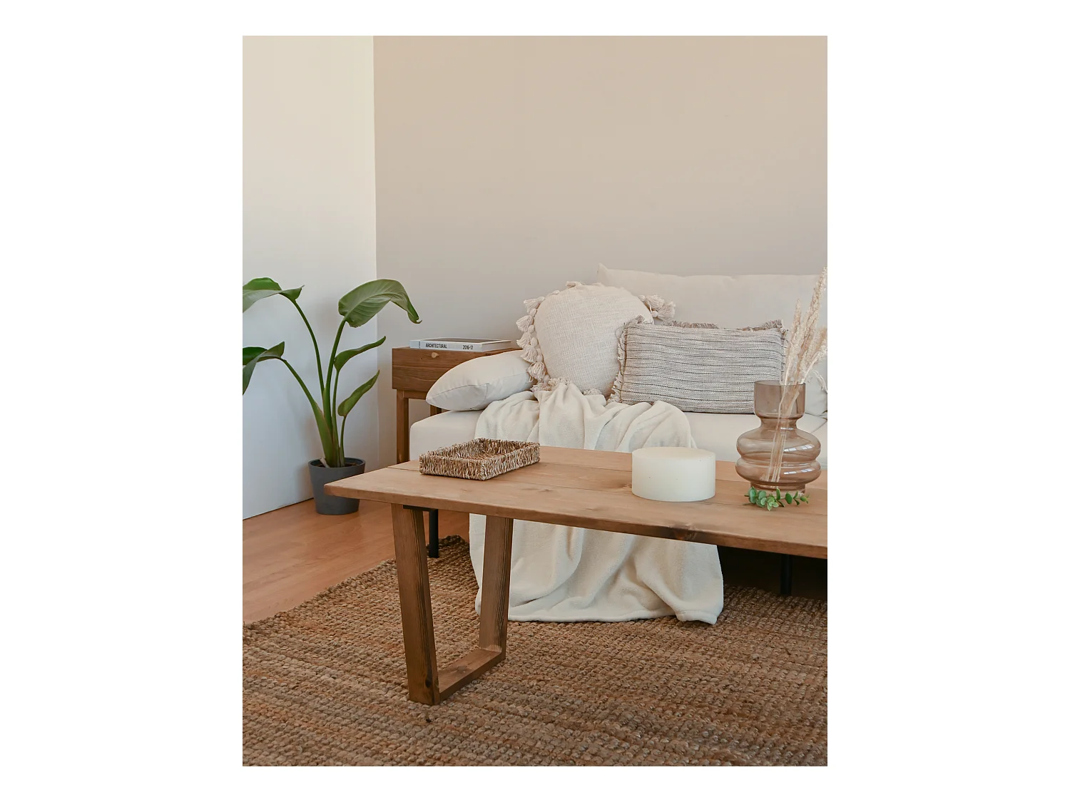 Tavolo basso rettangolare in legno massello in marrone  120x45cm - OYANE - DECOWOOD