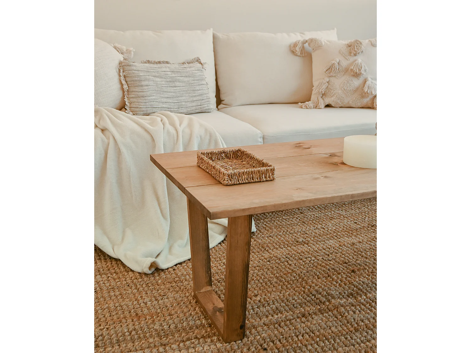 Tavolo basso rettangolare in legno massello in marrone  120x45cm - OYANE - DECOWOOD