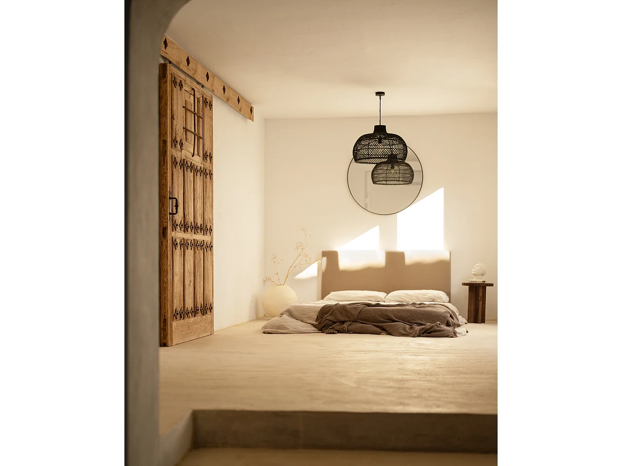 Tête de lit en coton taupe 150x80cm - OSLO - DECOWOOD