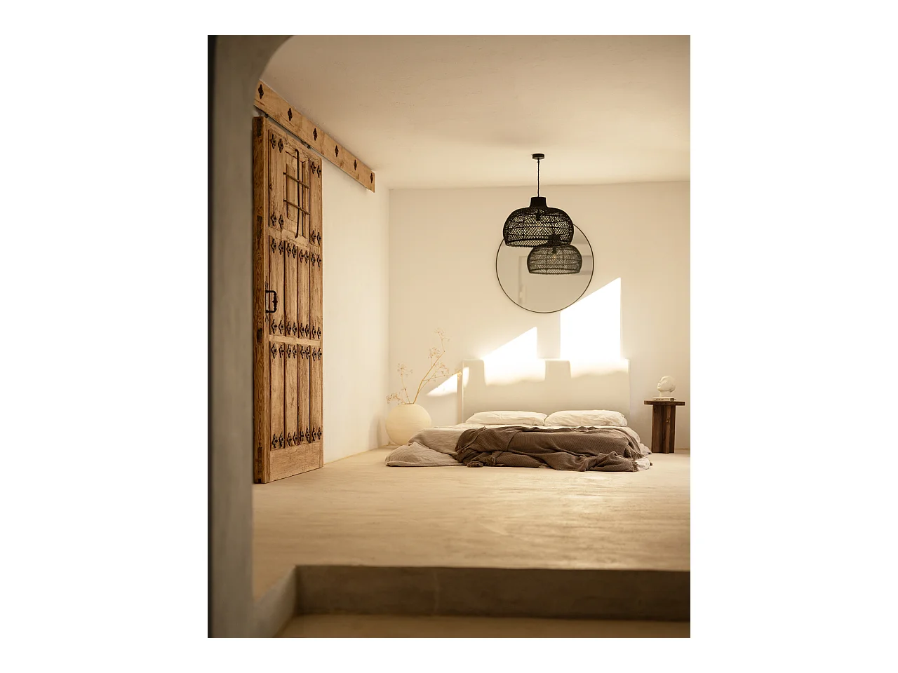 Testiera del letto rivestita in cotone in tono osso 180x80cm - OSLO - DECOWOOD