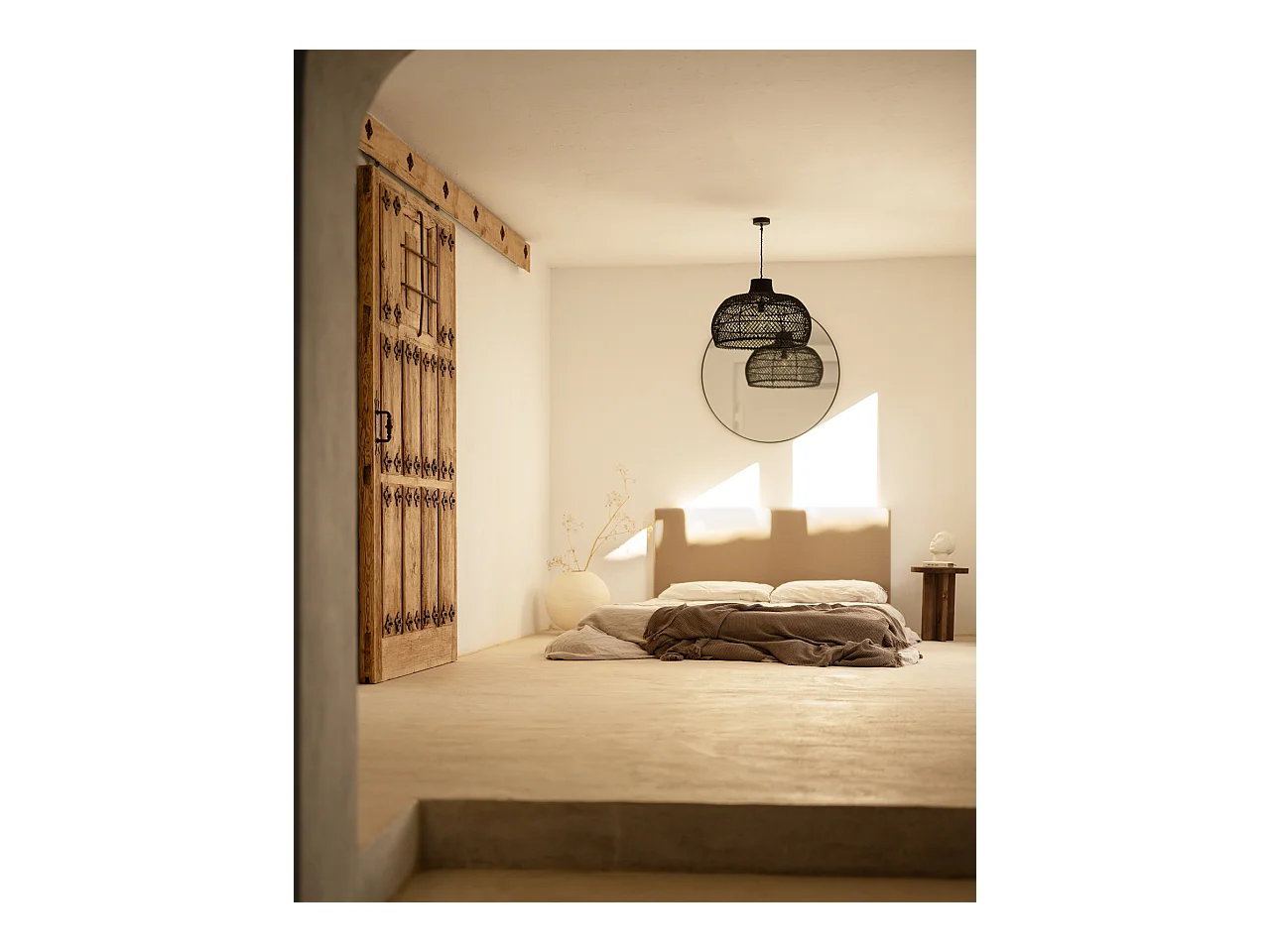 Testata del letto imbottita in cotone in tono taupe 180x80cm - OSLO - DECOWOOD