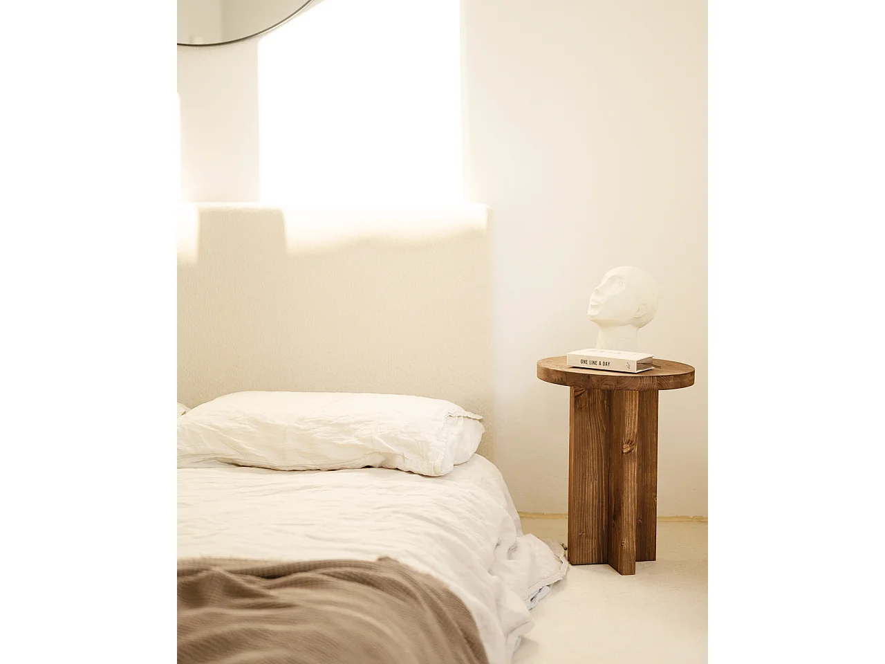 Cabecero de cama tapizado de algodón en color hueso de 90x80cm - OSLO - DECOWOOD