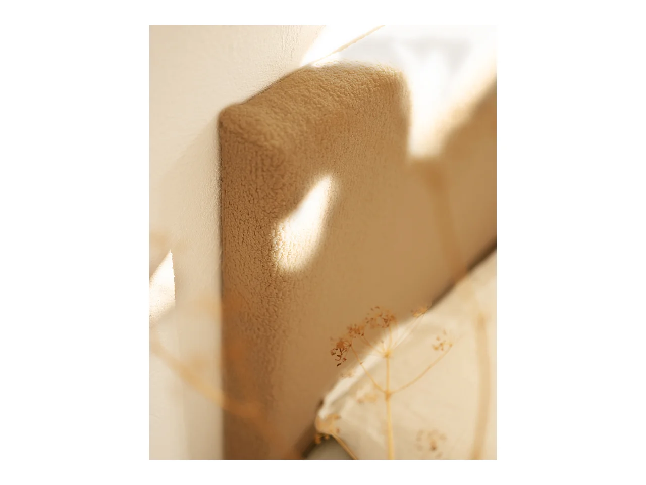 Testata del letto imbottita in cotone in tono taupe 200x80cm - OSLO - DECOWOOD