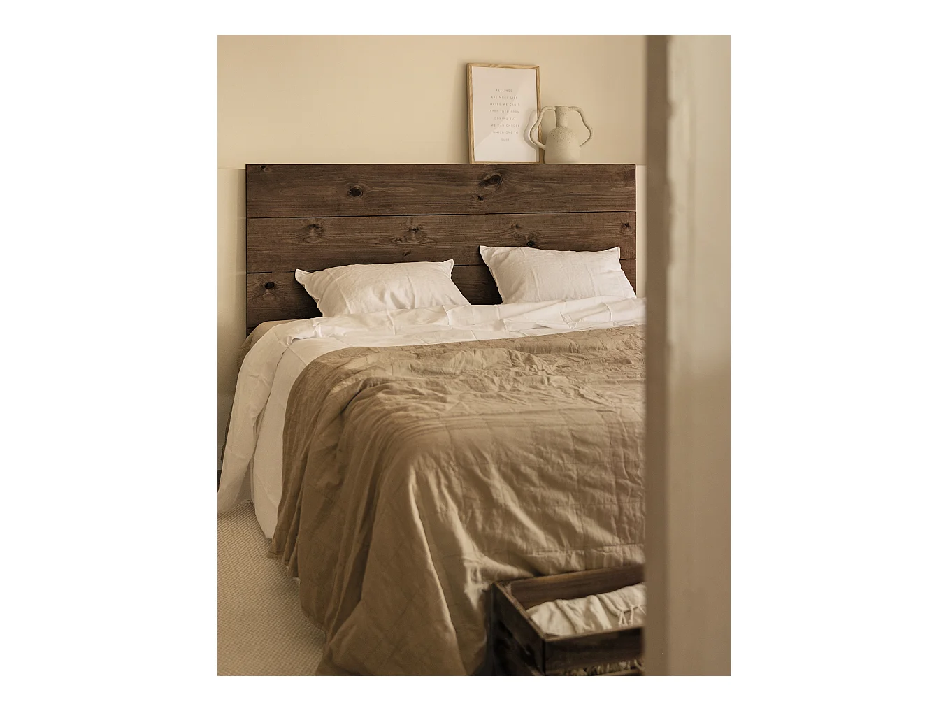 Testata del letto in legno in tono noce 200x80cm - FLANDES - DECOWOOD