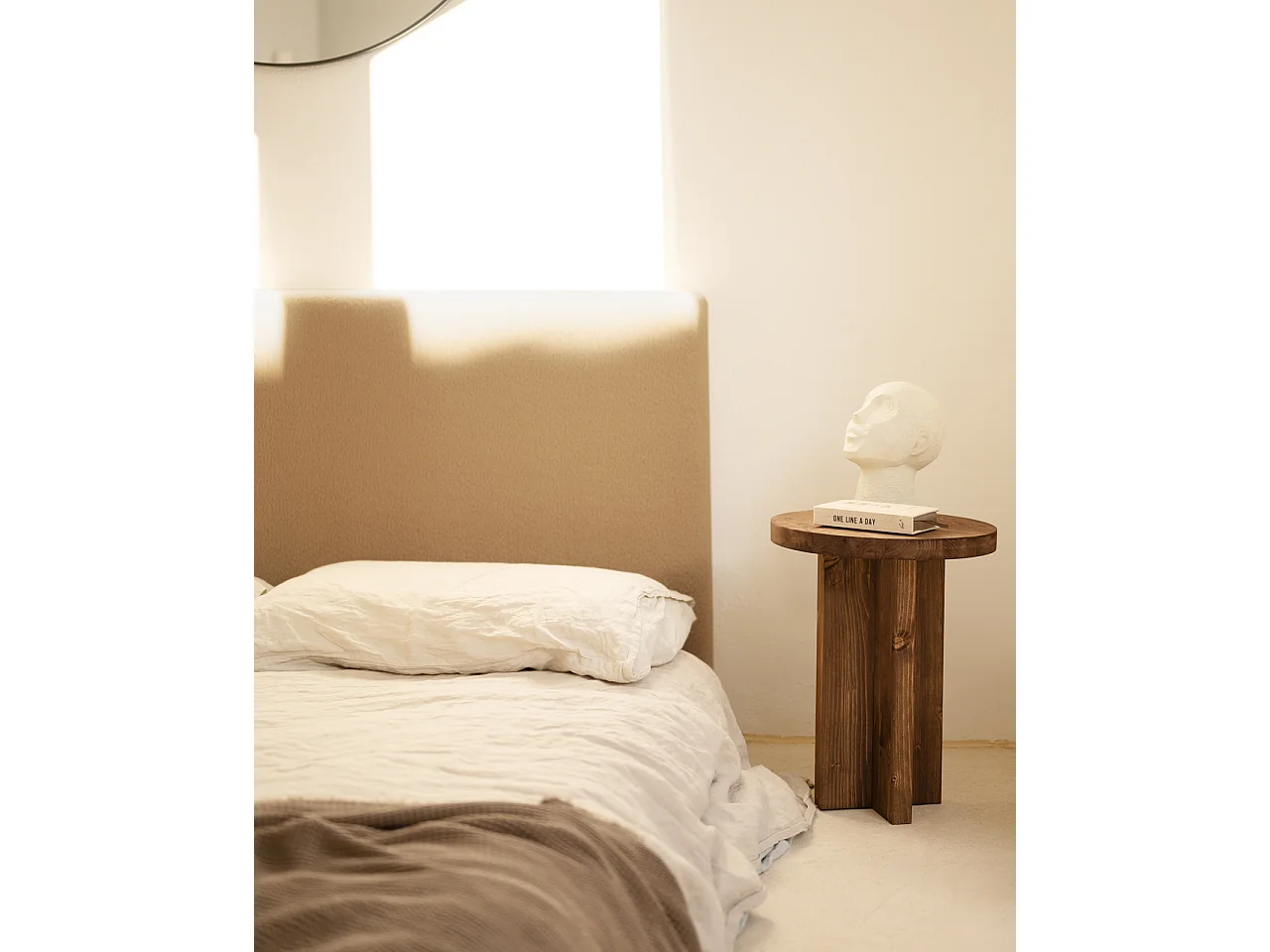 Tête de lit en coton taupe 160x80cm - OSLO - DECOWOOD