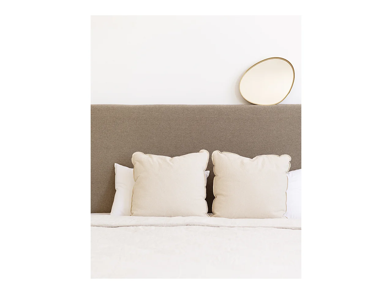 Cabecero de cama tapizado de algodón en color marron de 160x80cm - OLIVIA - DECOWOOD