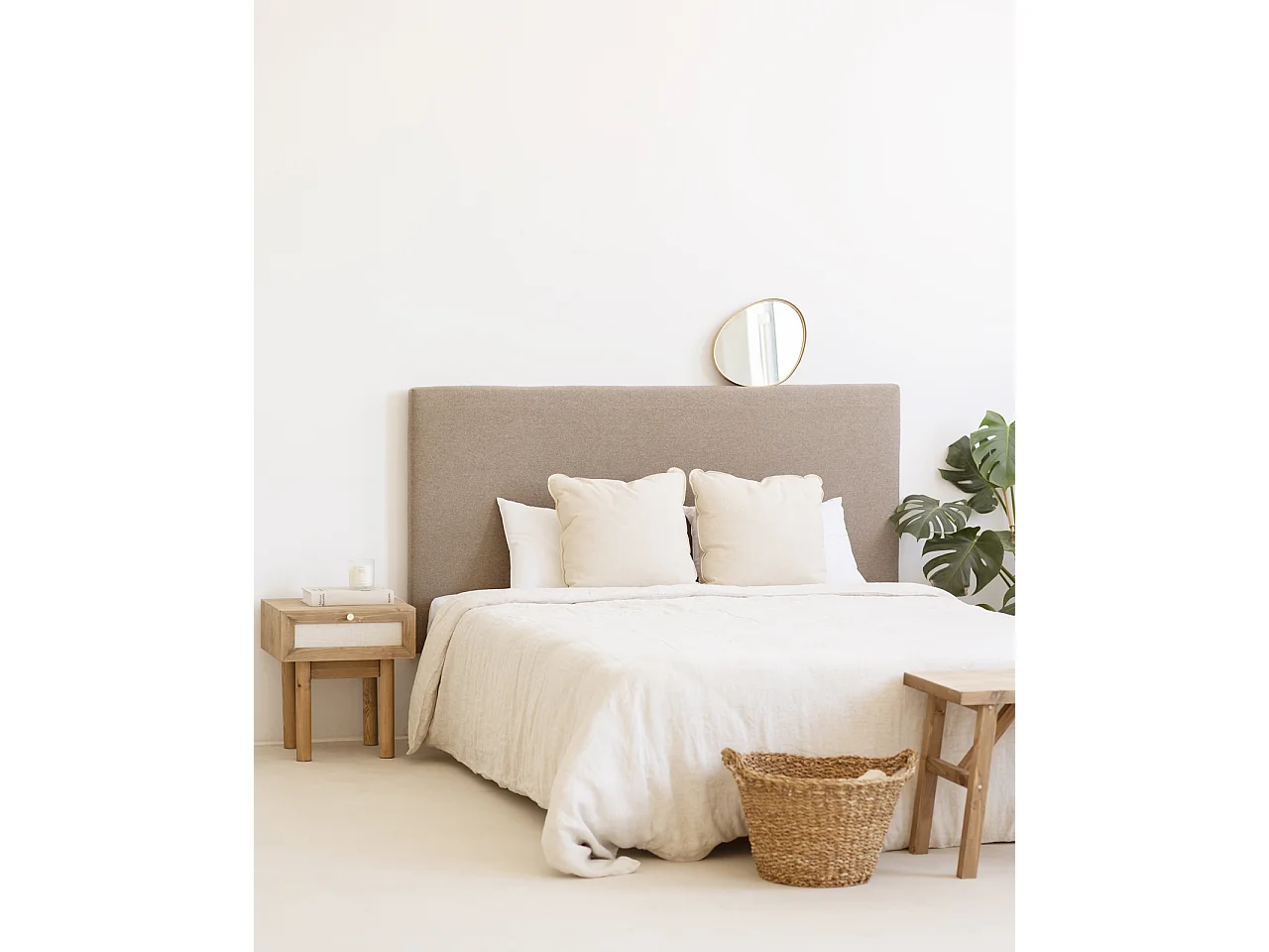 Tête de lit en coton brun 160x80cm - OLIVIA - DECOWOOD