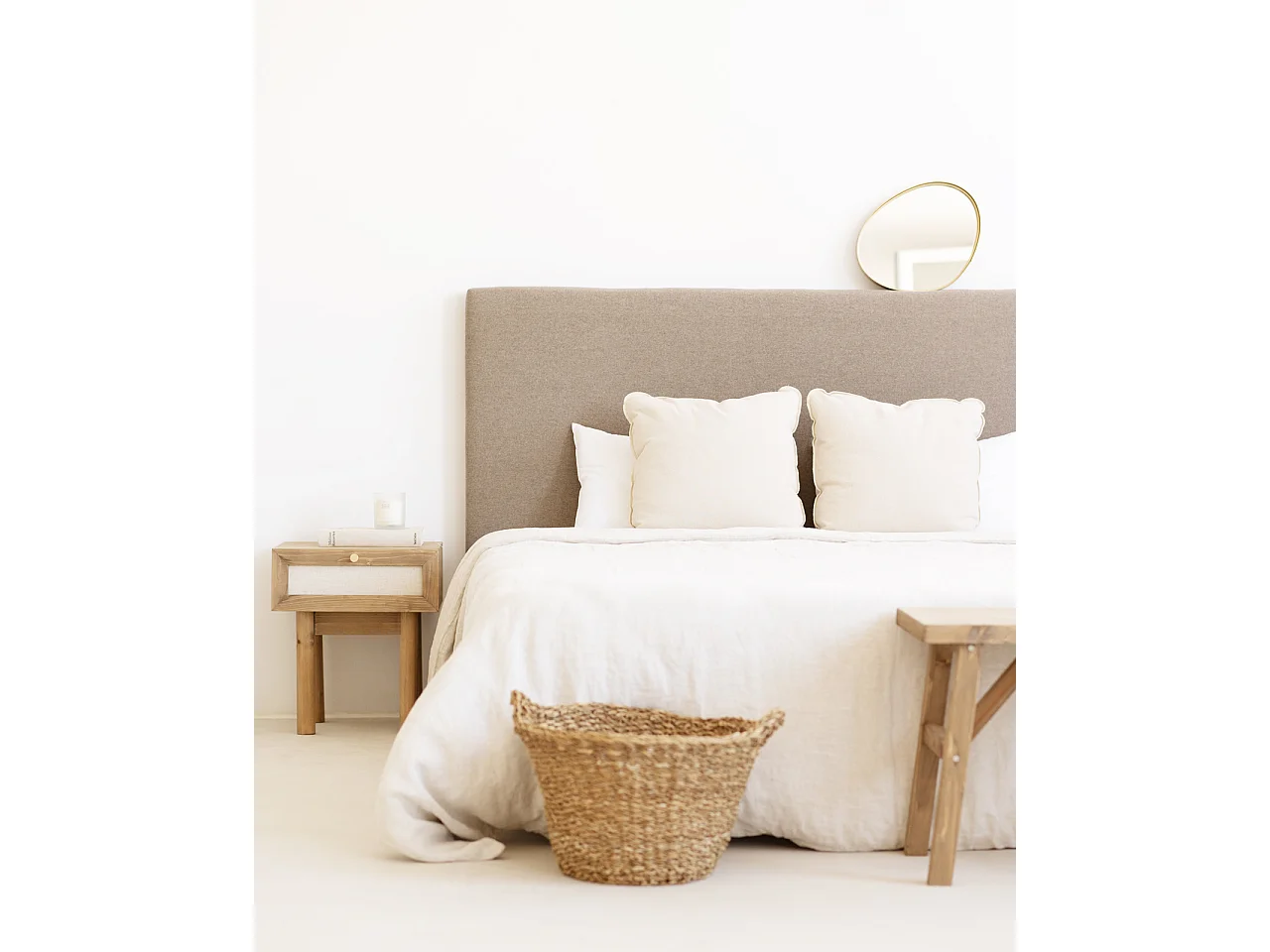 Tête de lit en coton brun 180x80cm - OLIVIA - DECOWOOD