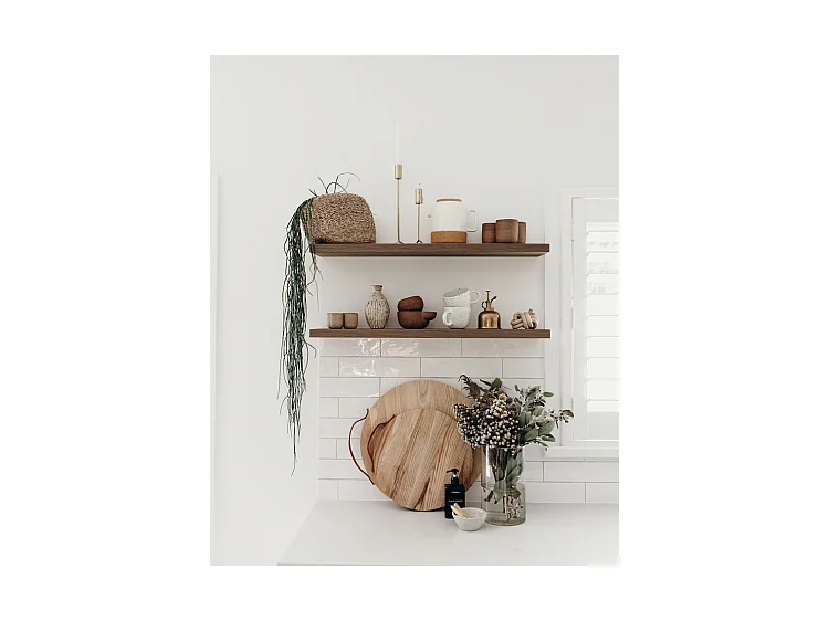 Pack 2 estanterías de madera maciza flotante nogal 60x3,2x20cm - MELVA - DECOWOOD