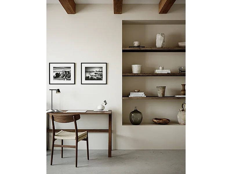 Set di 3 scaffale da parete in legno massello tono noce 160x3,2x20cm - MELVA - DECOWOOD