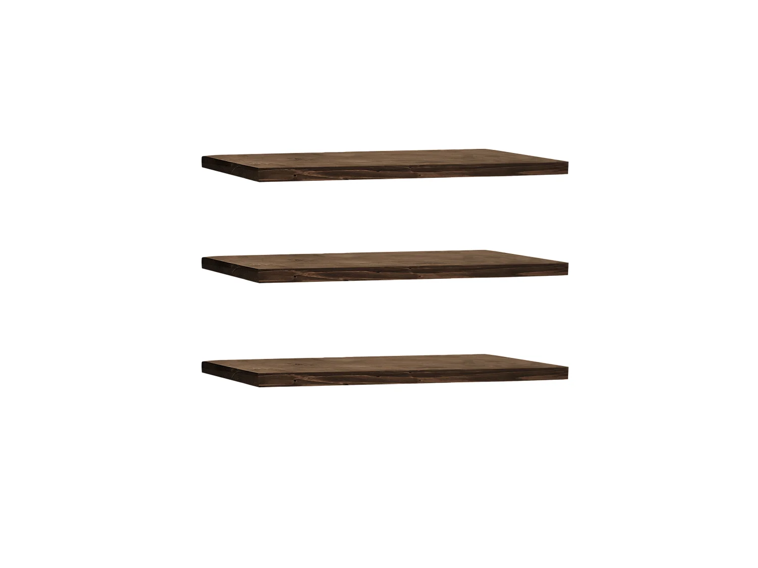 Set di 3 scaffale da parete in legno massello tono noce 200x3,2x20cm - MELVA - DECOWOOD