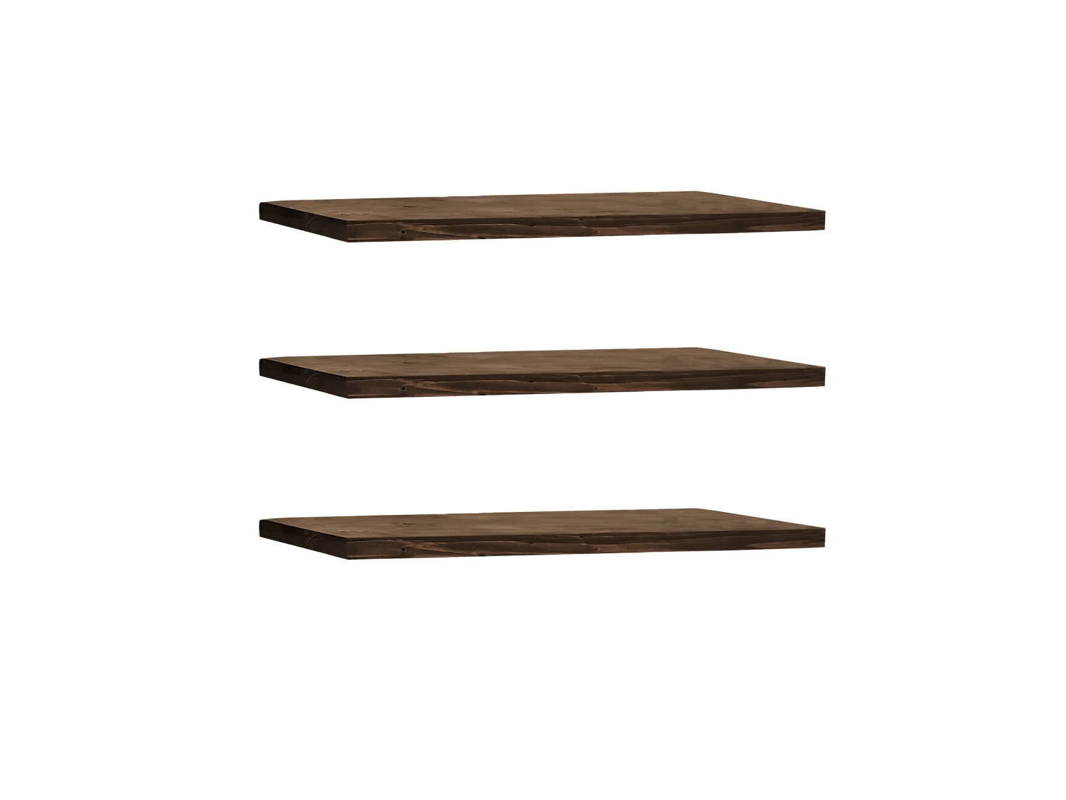 Pack 3 estanterías de madera maciza flotante nogal 100x3,2x20cm - MELVA - DECOWOOD