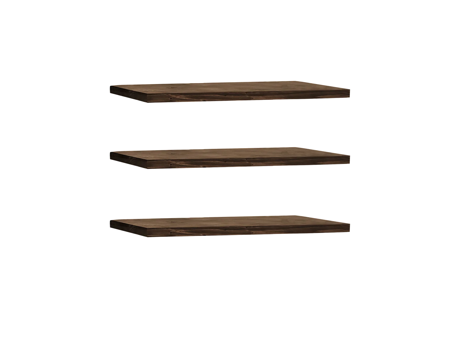 Pack 3 estanterías de madera maciza flotante nogal 140x3,2x20cm - MELVA - DECOWOOD