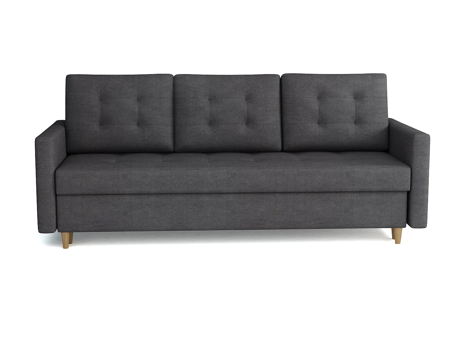 MONDIAL TISSUS - Canapé 3 places convertible - 224 x 90 x 98 cm - Gris foncé