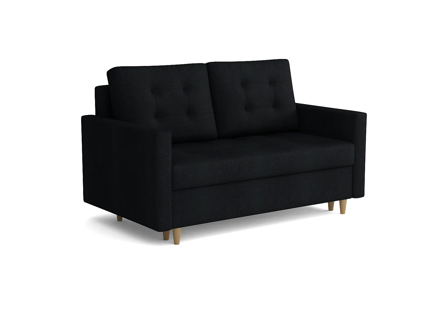 MONDIAL TISSUS - Canapé 2 places fixe - 155 x 90 x 98 cm - Noir uni