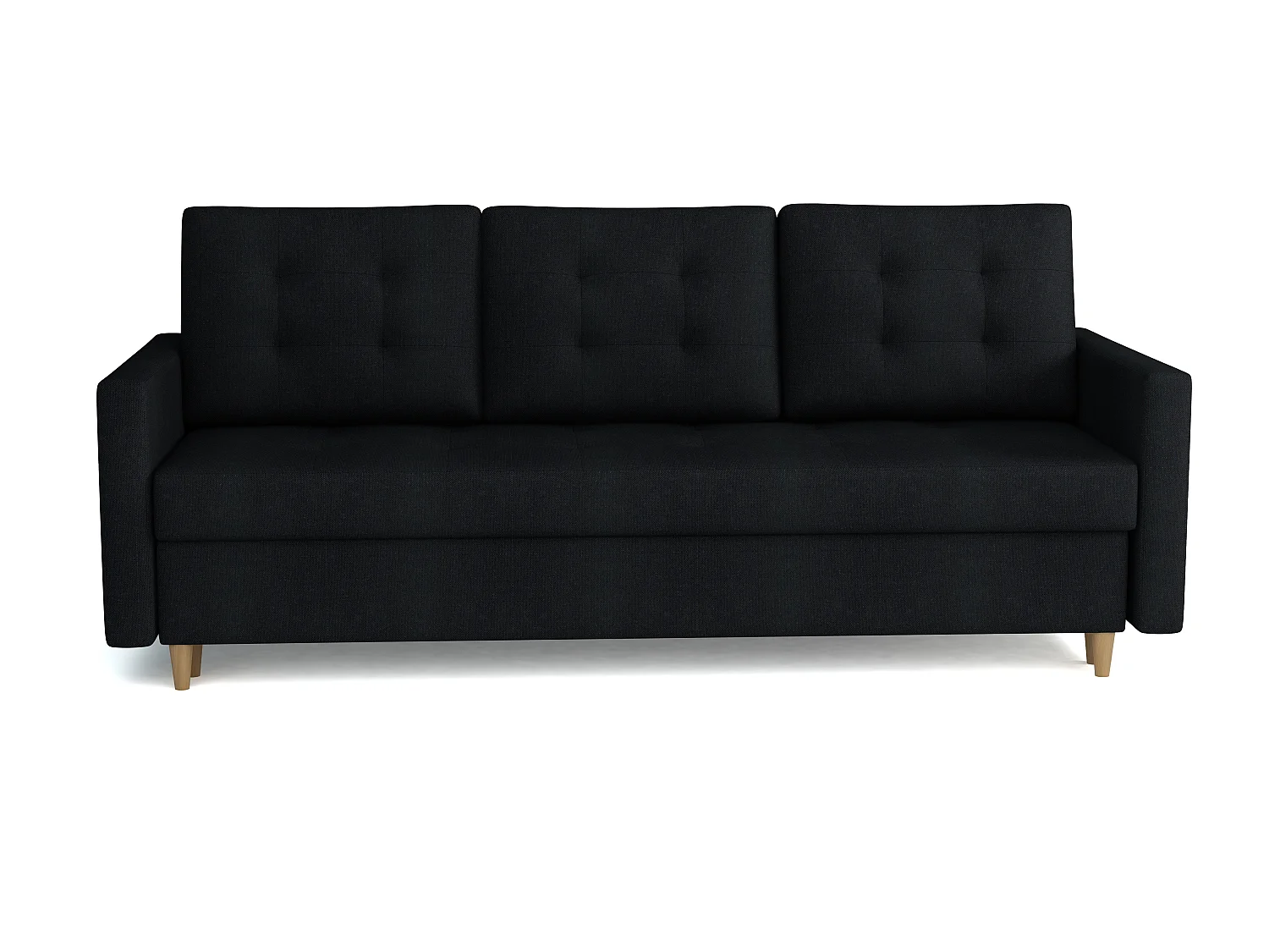 MONDIAL TISSUS - Canapé 3 places convertible - 224 x 90 x 98 cm - Noir