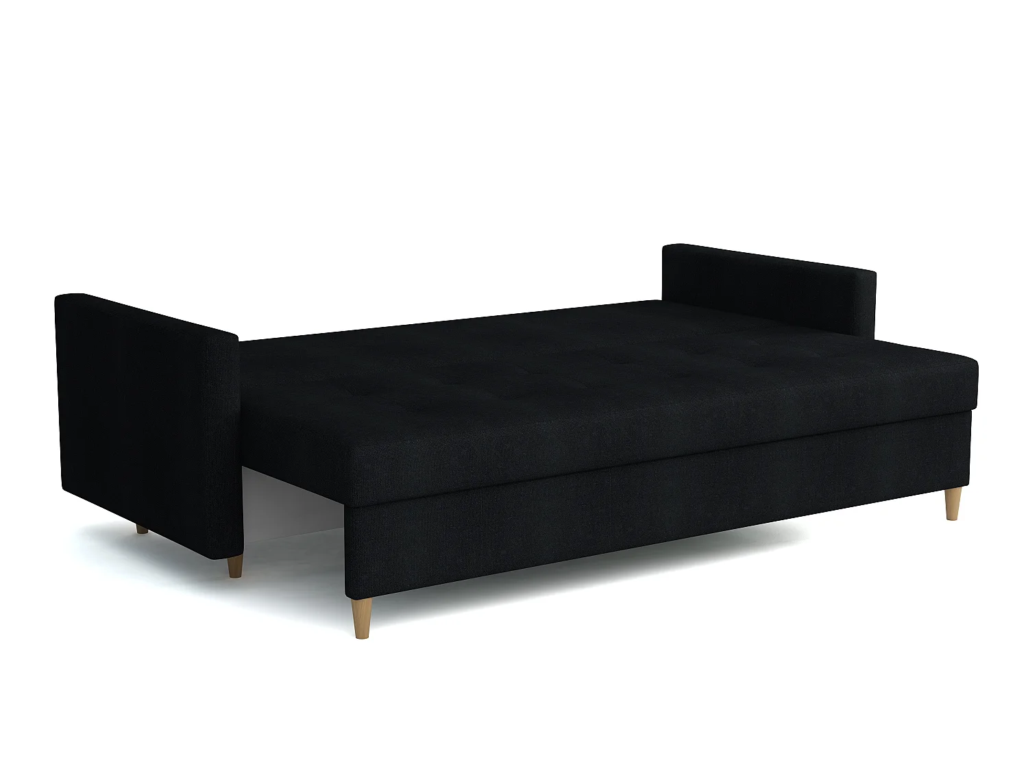 MONDIAL TISSUS - Canapé 3 places convertible - 224 x 90 x 98 cm - Noir