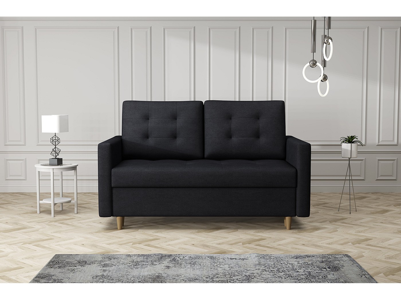 Canapé Convertible 2 Places MODUS En Tissu Marron – Style Classique