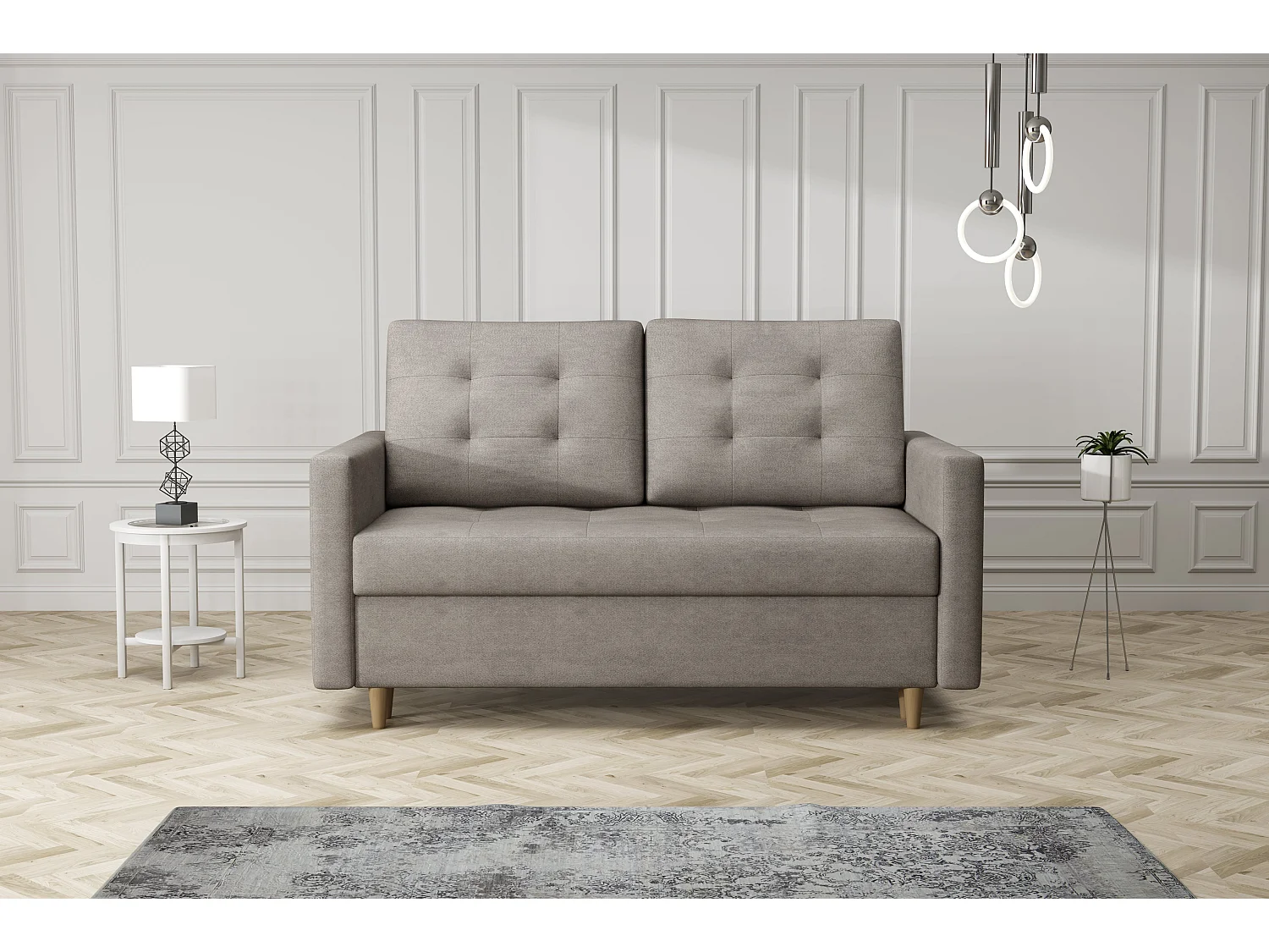 MONDIAL TISSUS - Canapé 2 places fixe - 155 x 90 x 98 cm - Gris taupe