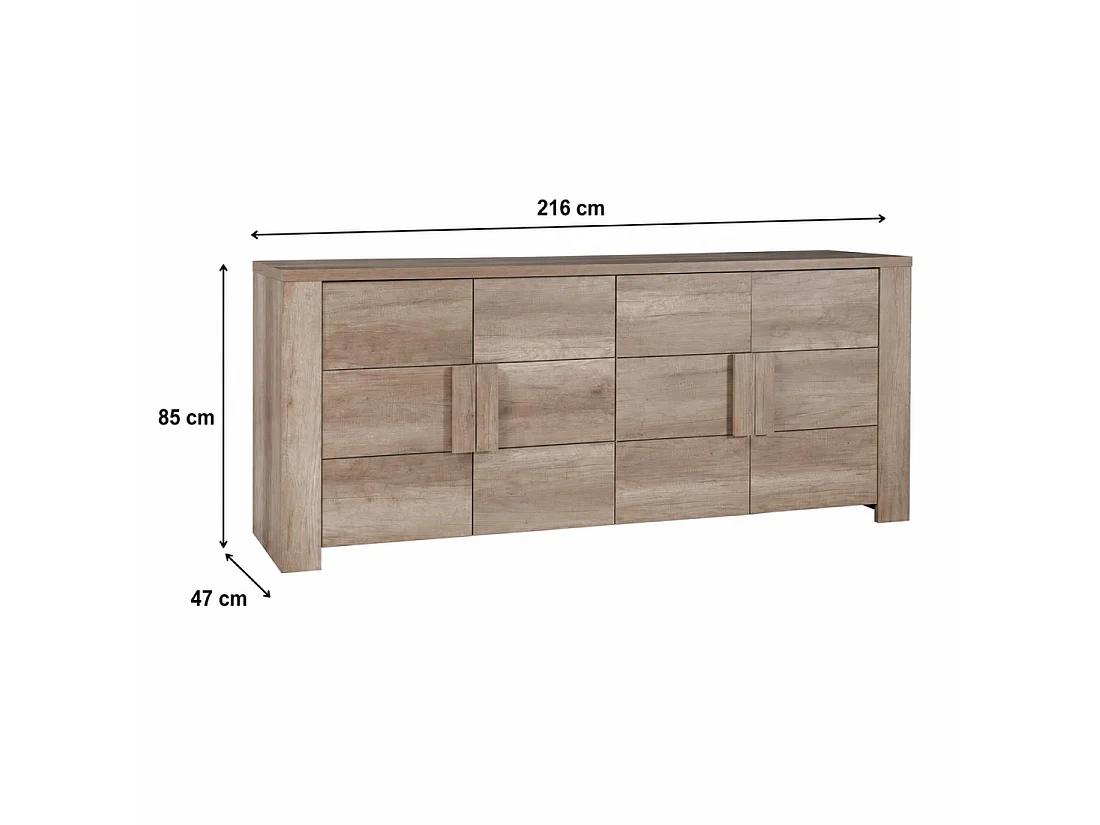 Groot buffet 4 deuren - Collectie FARRA - eiken Dab Canyon