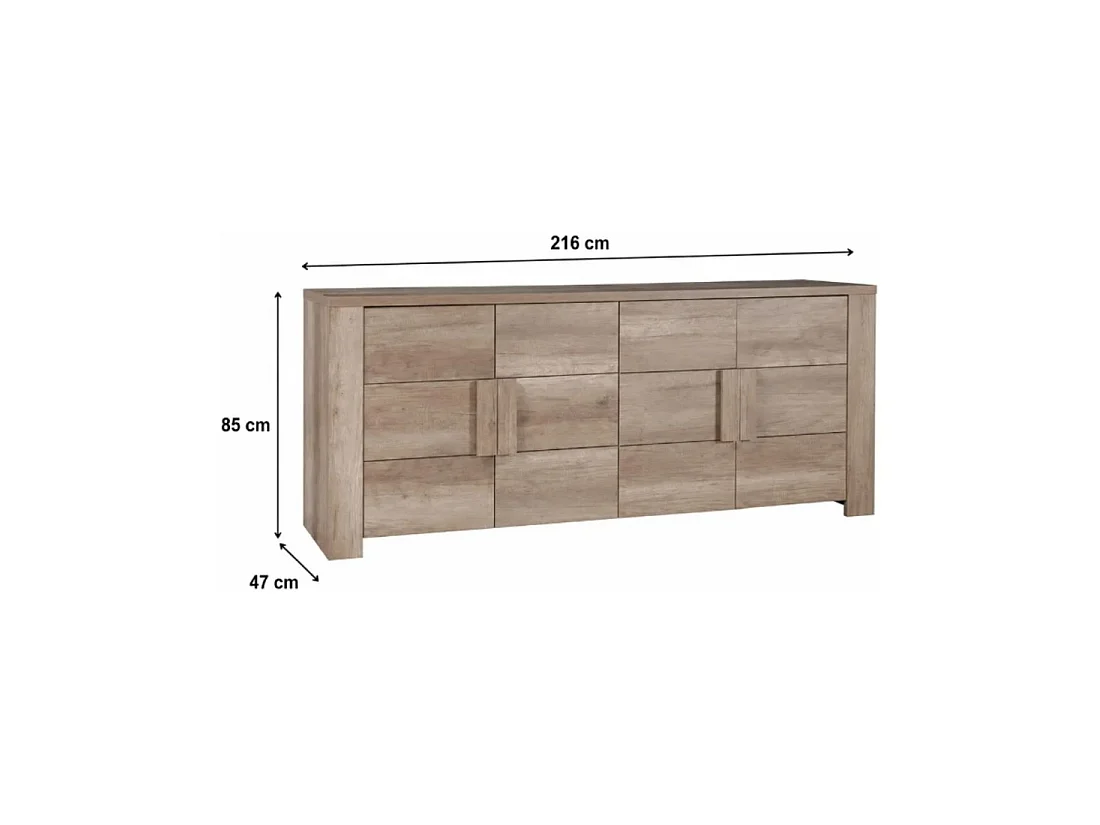 Grand buffet FARRA – 4 porte – Rovere Dab Canyon – 216 x 85 x 47 cm