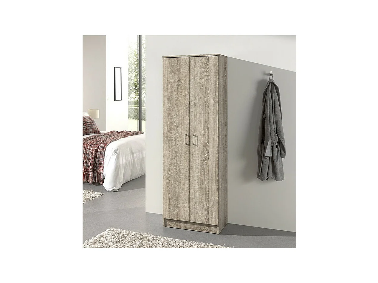 Armoire REY – 2 portes – 80×180 cm – Chêne clair – Style scandinave