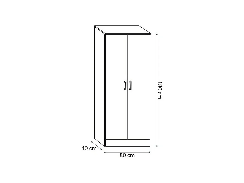 Armoire REY – 2 portes – 80×180 cm – Chêne clair – Style scandinave