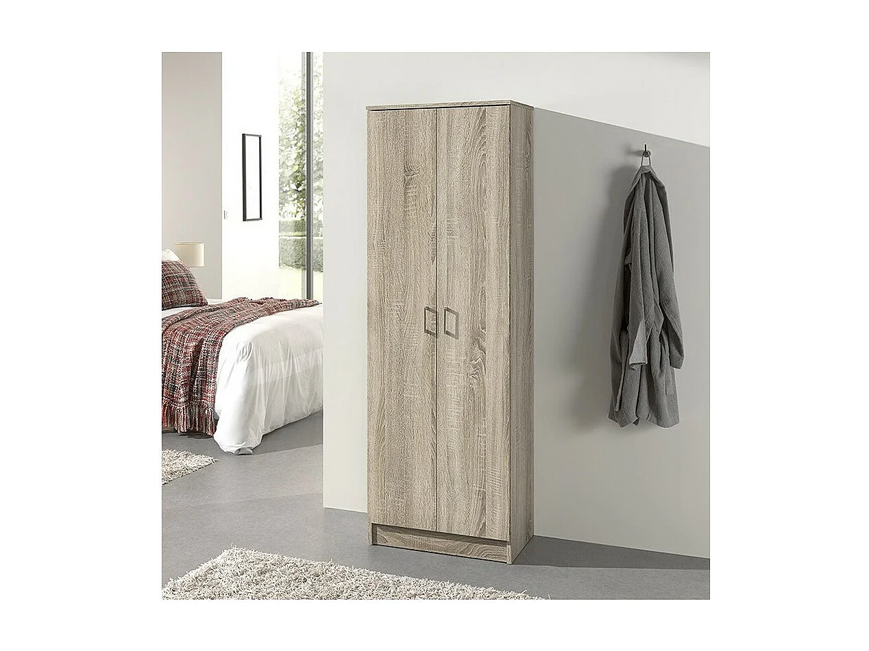 Armoire REY – 2 portes – 80×180 cm – Chêne clair – Style scandinave