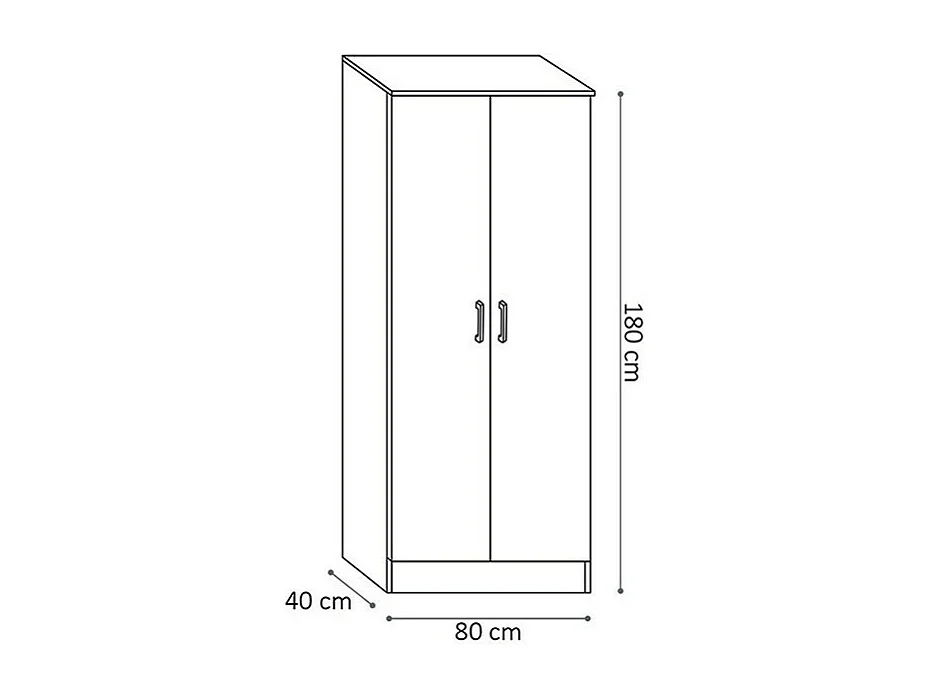 Armoire REY – 2 portes – 80×180 cm – Chêne clair – Style scandinave